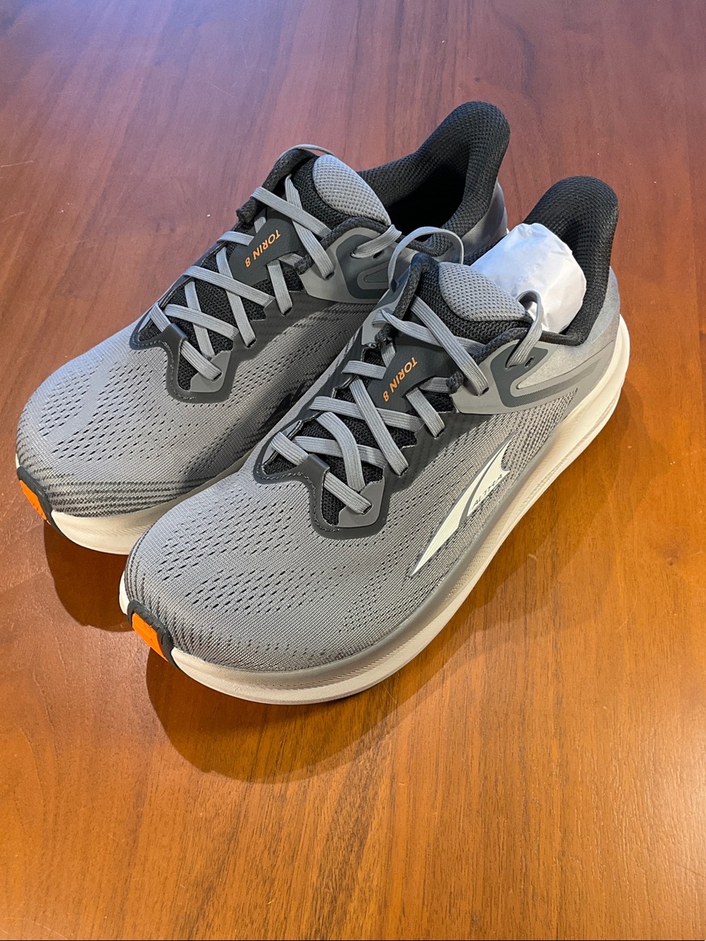 Altra Torin 8 Gray and Black Men's Running Shoes with Orange Accents